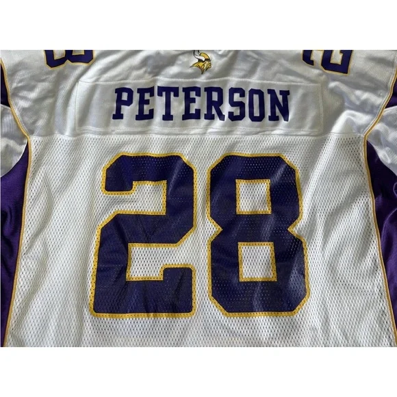 Authentic Reebok Men’s Minnesota Vikings Adrian Peterson #28 jersey white XXL - Picture 4 of 9